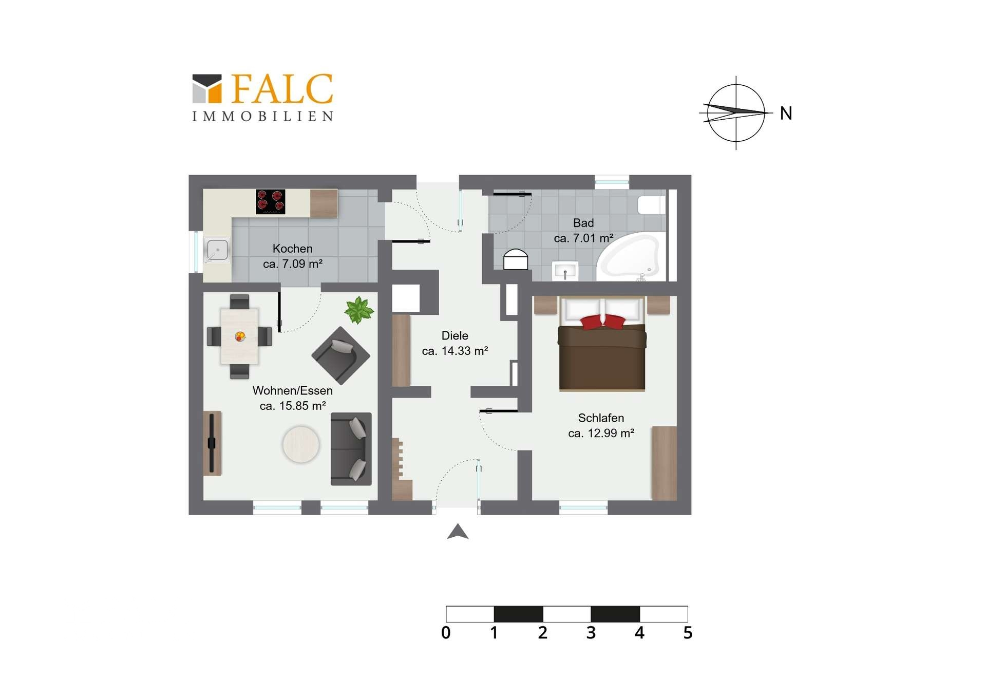 Möblierter Grundriss
